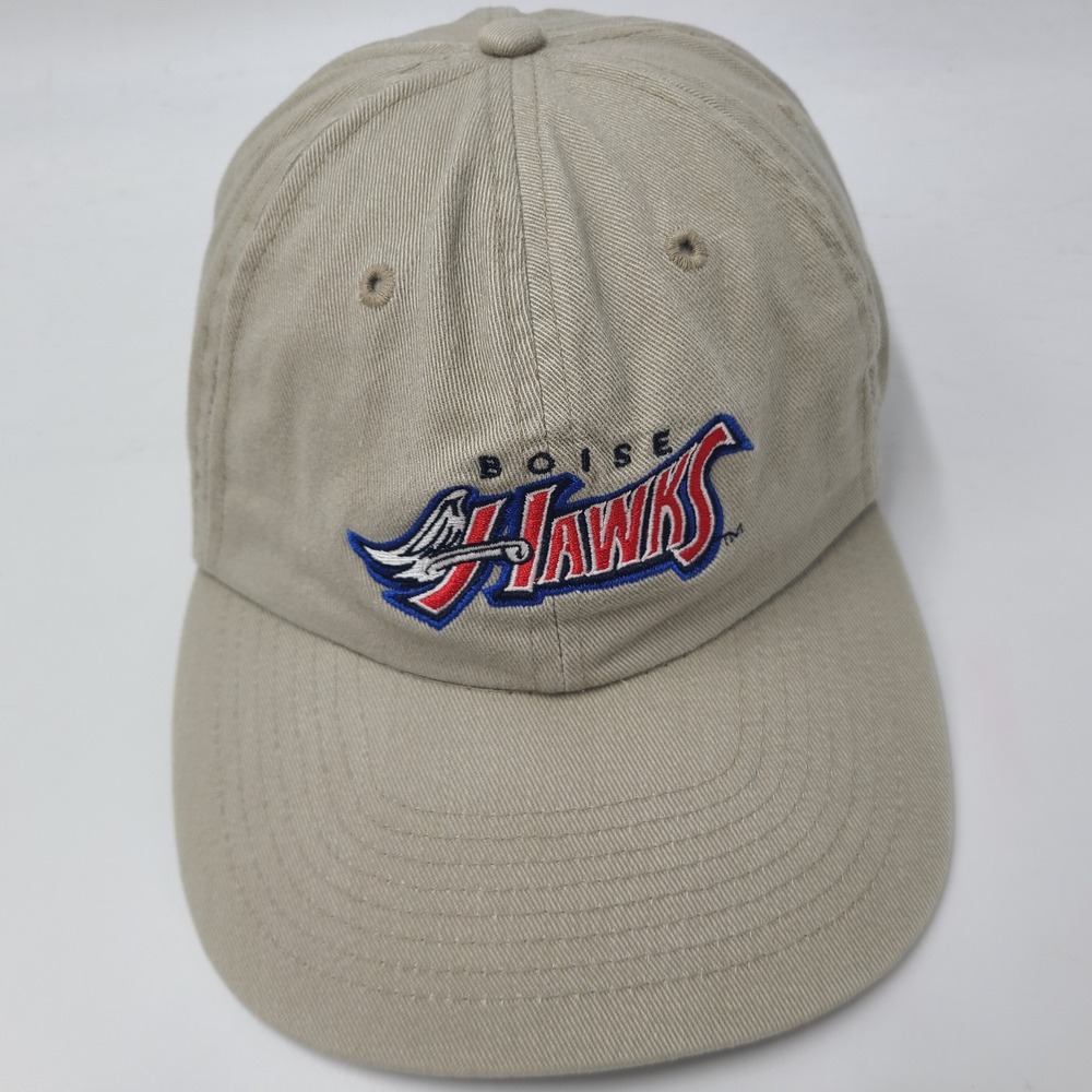 Vintage Boise Hawks Hat Strapback Beige MiLB Baseball Albertsons Logo SGA Men